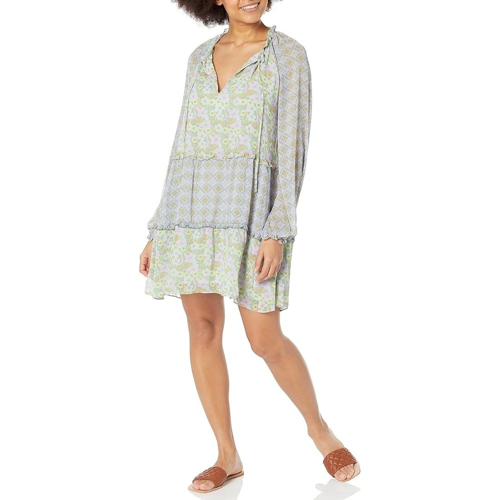 Show Me Your Mumu Birdie Mini Dress Womens M Mixed Print Boho Cottagecore Floral
